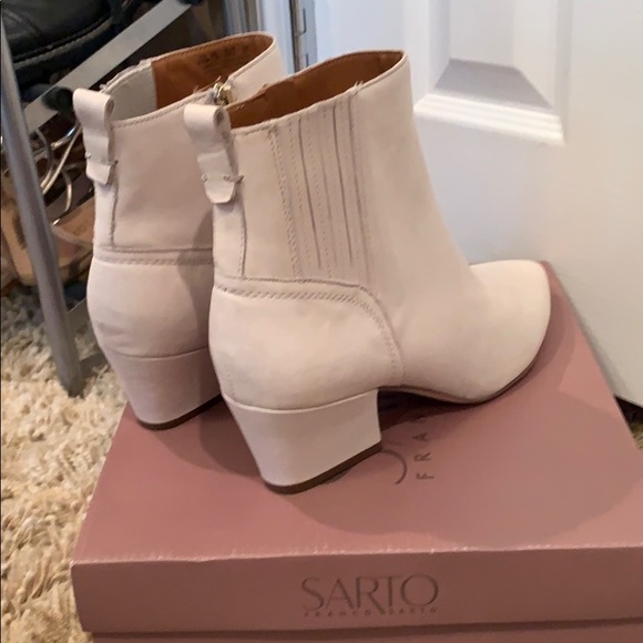 Franco Sarto White Leather Zip Up Booties - Picture 6 of 9